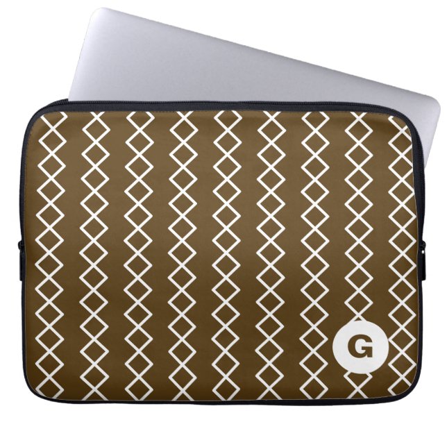 Housse Pour Ordinateur Portable Brown Monogram Geometric Laptop Sleeve (Devant)