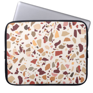 Housse Pour Ordinateur Portable Brown terrazzo : vintage, motif à la mode.