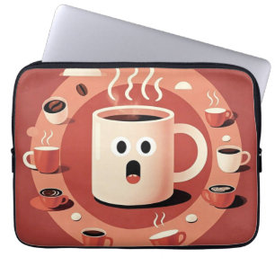 Housse Pour Ordinateur Portable Brownish Cute drôle tasses de café en cartons