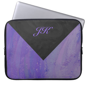 Housse Pour Ordinateur Portable Broyeur de bleuets et monogramme noir