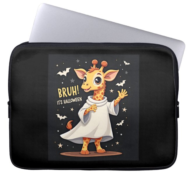 Housse Pour Ordinateur Portable Bruh Son Halloween drôle Dabbing Ghost Giraffe Lon (Devant)