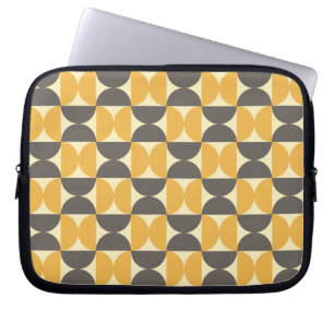 Housse Pour Ordinateur Portable Brun de la moitié du siècle et motif modernes d'or