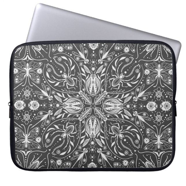Housse Pour Ordinateur Portable Bugs, blanc cassé sur noir (Devant)