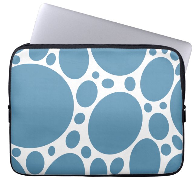 Housse Pour Ordinateur Portable Bulles Bleues en Denim (Devant)