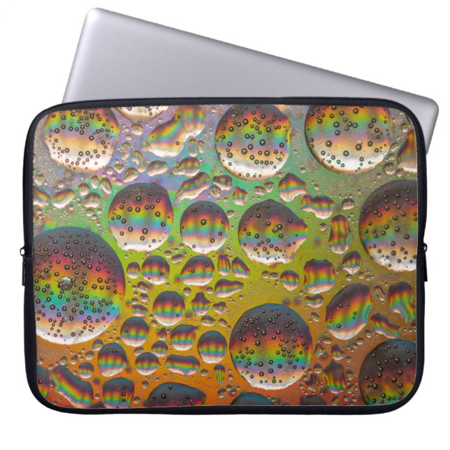 Housse Pour Ordinateur Portable Bulles bleues vert et jaune (Devant)