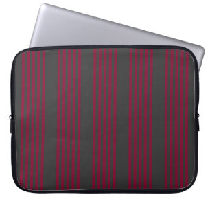 Housse Pour Ordinateur Portable Burgundy rouge et charbon de bois cinq bandes moti