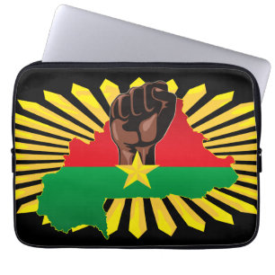Housse Pour Ordinateur Portable Burkina Faso Carte, drapeau et première révolution