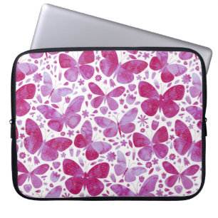 Housse Pour Ordinateur Portable Butterfly Watercolor Pink Laptop Sleeve