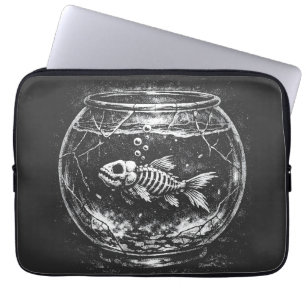 Housse Pour Ordinateur Portable "Ça va super" - Poisson rouge squelette par BurnsI