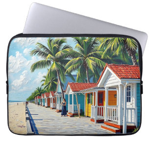 Housse Pour Ordinateur Portable Cabanes de plage tropicales colorées