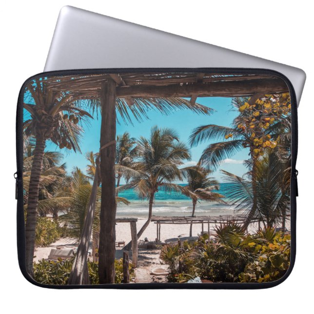 Housse Pour Ordinateur Portable Cabine de Nipa sous les cocotiers (Devant)
