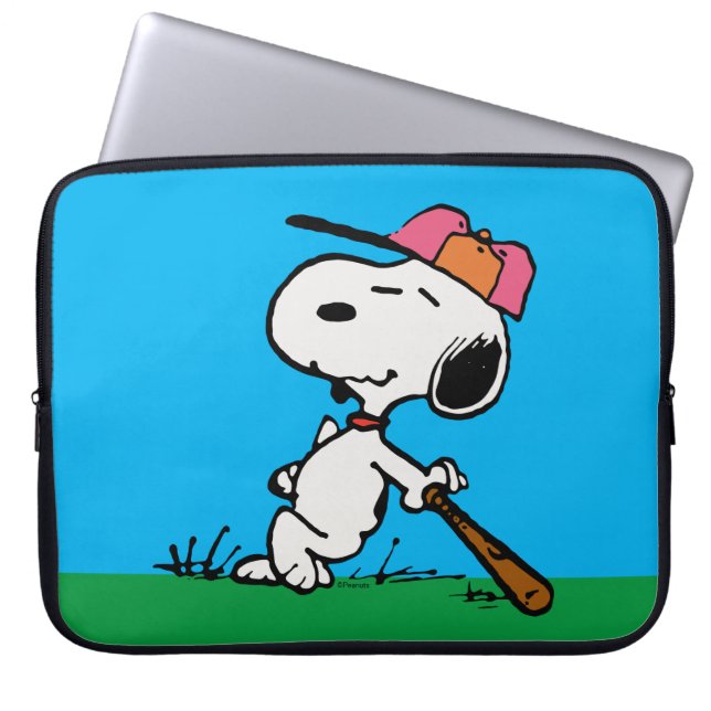 Housse Pour Ordinateur Portable cacahuètes | Snoopy at Bat (Devant)