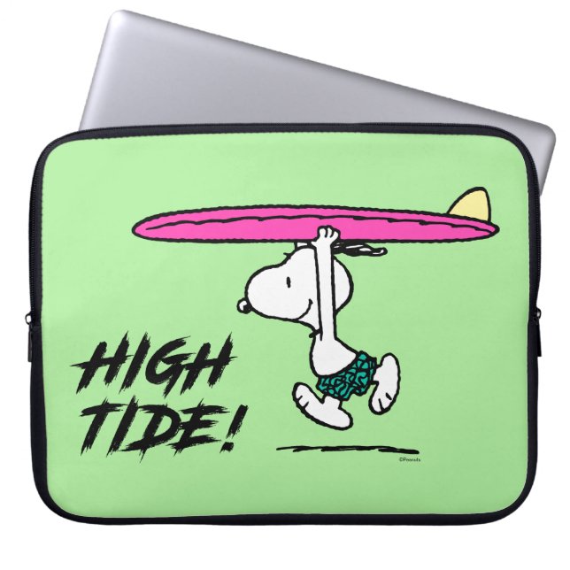 Housse Pour Ordinateur Portable cacahuètes | Snoopy Courir sur le Surf (Devant)
