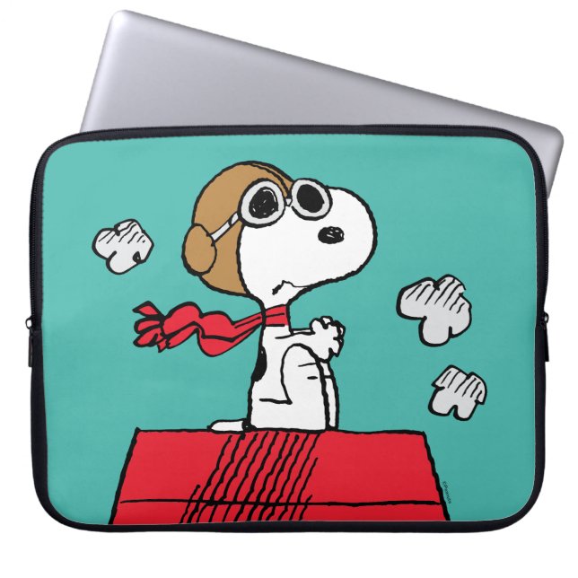 Housse Pour Ordinateur Portable cacahuètes | Snoopy the Flying Ace (Devant)