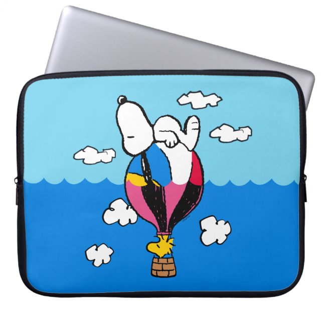 Housse Pour Ordinateur Portable cacahuètes | Snoopy & Woodstock Hot Air Balloon (Devant)