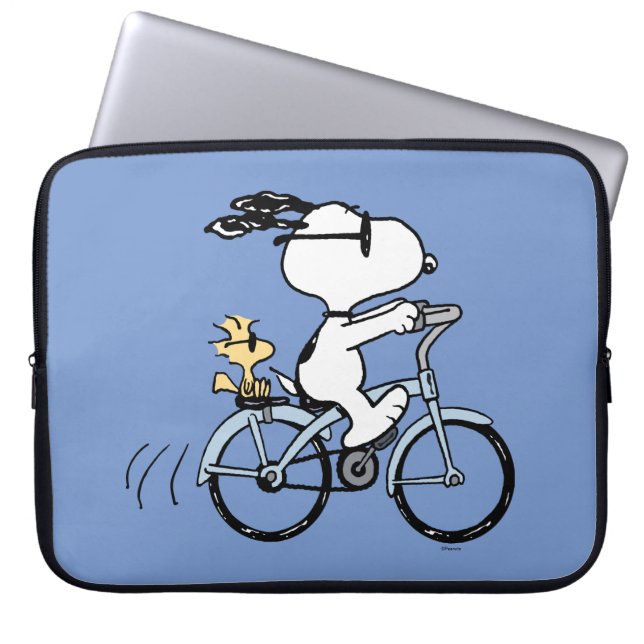 Housse Pour Ordinateur Portable cacahuètes | Vélo Snoopy & Woodstock (Devant)