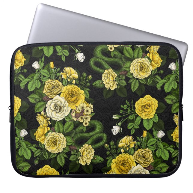 Housse Pour Ordinateur Portable Caché en rose, jaune et vert (Devant)