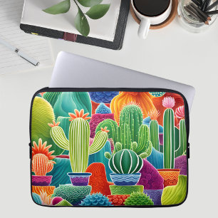Housse Pour Ordinateur Portable Cactus à pointes colorés