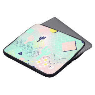 Housse Pour Ordinateur Portable Cactus d'été géométrique Memphis inspiré moti