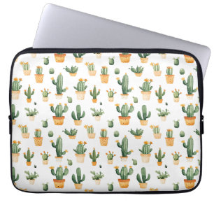 Housse Pour Ordinateur Portable Cactus pointillés sur blanc