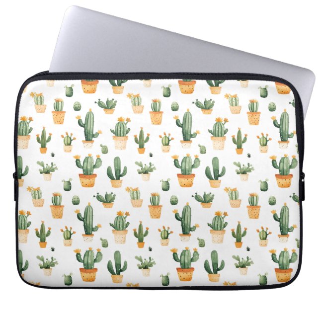 Housse Pour Ordinateur Portable Cactus pointillés sur blanc (Devant)