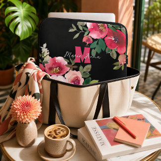 Housse Pour Ordinateur Portable Cadeau personnalisé élégant à fleurs roses pour el