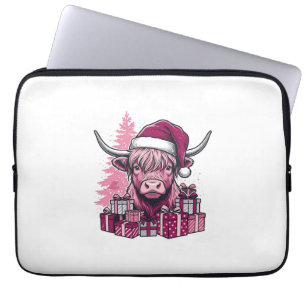 Housse Pour Ordinateur Portable Cadeaux de Noël de vache des Highlands rose Art vi