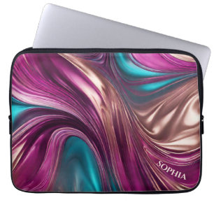 Housse Pour Ordinateur Portable Cadeaux modernes pour Son-Magenta Turquoise et Or-