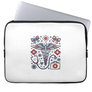 Housse Pour Ordinateur Portable Caducée Médical Vintage Nurse Patriotique Vecteur 