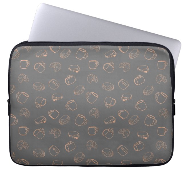 Housse Pour Ordinateur Portable Café Croissants (Devant)