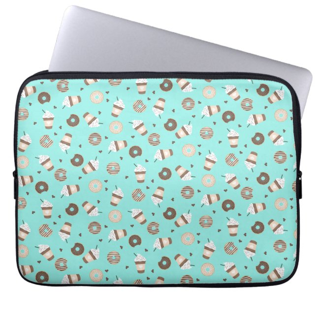 Housse Pour Ordinateur Portable Café Frappuccino Motif de beignets (Devant)