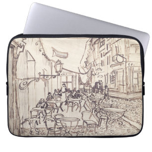 Housse Pour Ordinateur Portable Café Terrasse en soirée, Dessin d'art, Van Gogh