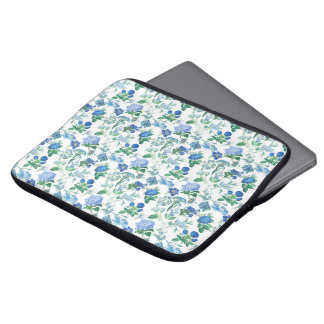 Housse Pour Ordinateur Portable Cahier Fleurs Bleues Vintage