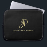 Housse Pour Ordinateur Portable Calligraphie Monogramme Modèle Faux Gold & Black<br><div class="desc">Créez Votre Propre Élégant Faux Gold Calligraphy Modèle Black Electronics Sac / Tablette & Ordinateur Portable Coques / Neoprène Portable Manche 10 pouces.</div>