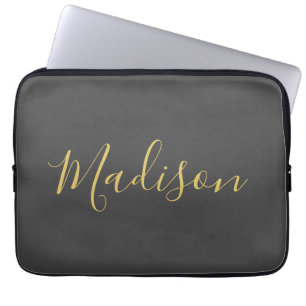 Housse Pour Ordinateur Portable Calligraphie or couleur gris Personnalisé Edition