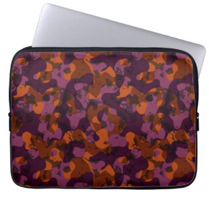Housse Pour Ordinateur Portable camo abstrait bordeaux et orange