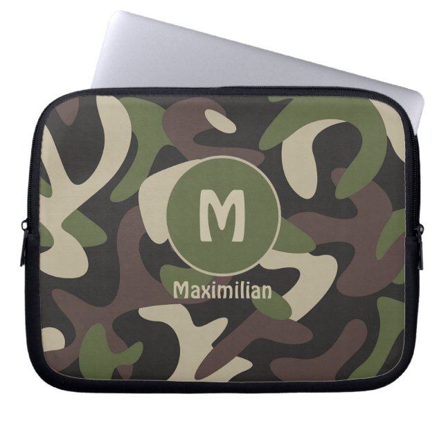Housse Pour Ordinateur Portable Camouflage militaire Vert Motif Brown Personnalisé (Devant)