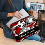 Housse Pour Ordinateur Portable Camouflage rouge et gris Votre nom Personnaliser<br><div class="desc">Motif camouflage élégant,  élégant et sophistiqué dans les couleurs rouge et gris. Un cadeau moderne et branché,  parfait pour les amoureux militaires de votre vie. Personnalisez en ajoutant votre nom,  votre pseudonyme,  votre monogramme ou vos initiales.</div>