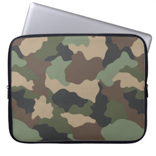 Housse Pour Ordinateur Portable Camouflage Woodland Camo Khaki Tan Black
