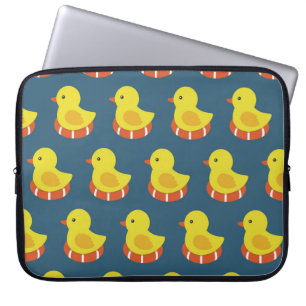 Housse Pour Ordinateur Portable Canard en caoutchouc jaune, mignon, motif sans sou