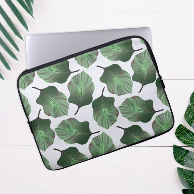 Housse Pour Ordinateur Portable Canna Tropicanna Feuilles tropicaux, Vert (Green tropical leaves pattern laptop sleeve)