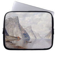 Canotage sur un fjord norvégien (huile sur la