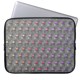 Housse Pour Ordinateur Portable Capa de Laptop cinza, quadros amarelo, rosa, lilás