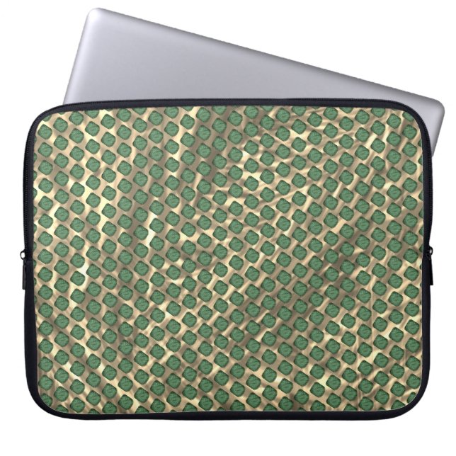 Housse Pour Ordinateur Portable Capa de Laptop, quadriculos verdes sobre marrom (Devant)