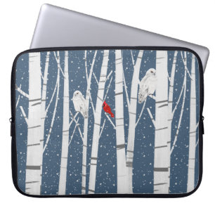 Housse Pour Ordinateur Portable Cardinal et Chouette dans les flocons de neige