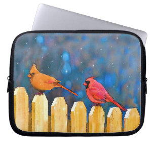 Housse Pour Ordinateur Portable Cardinals on the Fence Painting - Art original