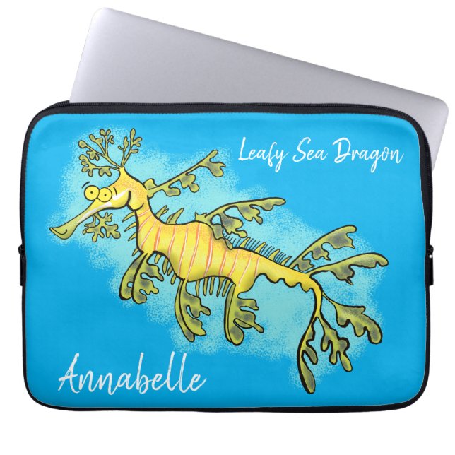 Housse Pour Ordinateur Portable Caricature amusante de dragon de mer feuillu (Devant)