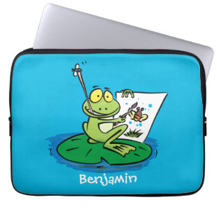 Housse Pour Ordinateur Portable Caricature amusante de grenouille verte