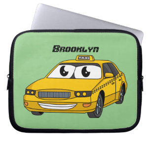Housse Pour Ordinateur Portable Caricature amusante de taxi jaune mignon
