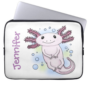 Housse Pour Ordinateur Portable Caricature axolotl rose adorable